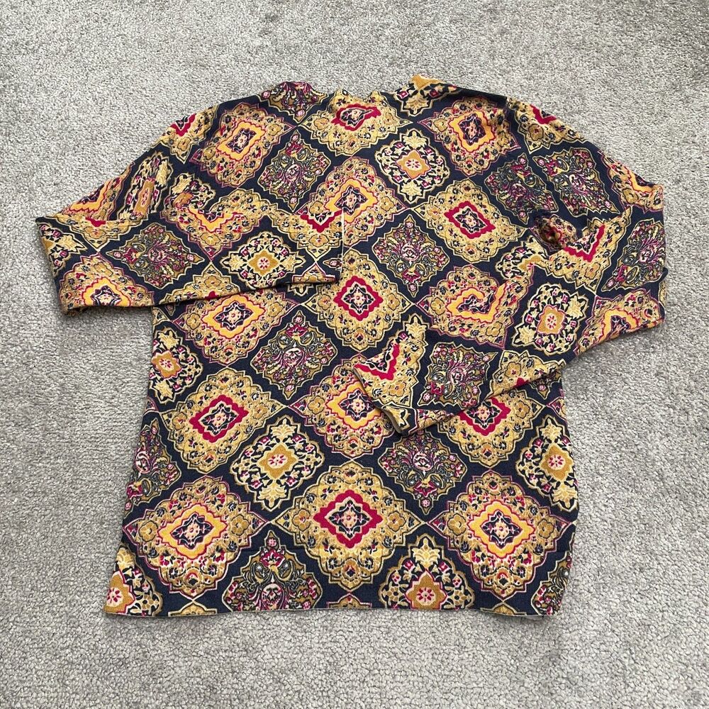Charter Club Persian Tile Cardigan Sweater Women Medium Petite Multi Casual Knit